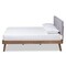 Baxton Studio Devan Light Grey Upholstered Walnut Wood King Size Platform Bed 163-10474 - alternate 2